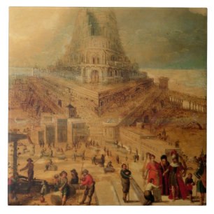 Carreau Le bâtiment de la tour de Babel (panneau)