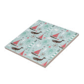 Carreau Le bleu d'océan nautique et s'est levé (Côté)