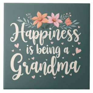Carreau Le bonheur est d'être grand-mère Floral Cottagecor