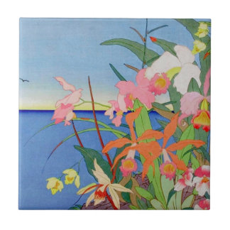 Carreau Le bord de la mer fleurit l'art japonais Ukiyo-E