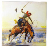 Carreau "Le Bucker" Western Art de Charles M Russell (Devant)