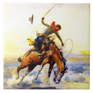 Carreau "Le Bucker" Western Art de Charles M Russell