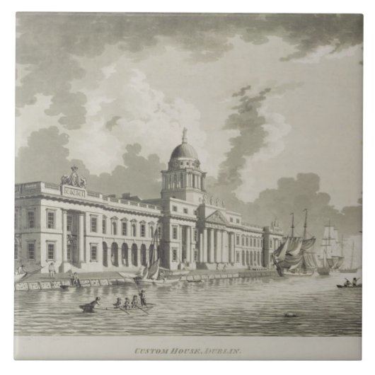 Carreau Le bureau de douane, Dublin, 1792 (gravure) (Devant)