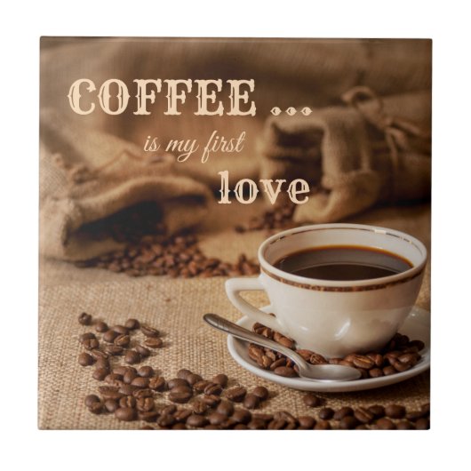 Carreau Le café est mon premier Love Kitchen Tile (Devant)