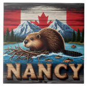 Carreau Le Castor Canadien Construit Un Nid Près Du Lac Mo (Devant)