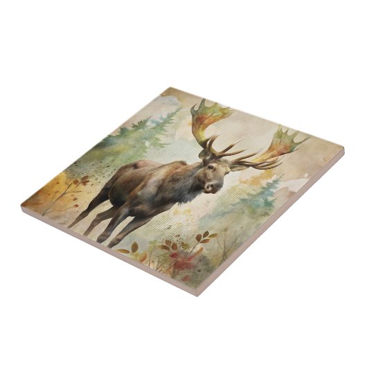 Carreau Le cerf dans une forêt (Côté)