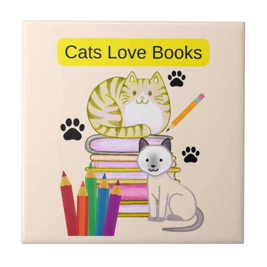 Carreau Le chat aime les livres (Devant)