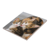 Carreau Le chat de mère aime le chaton mignon, en (Côté)