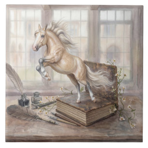 Carreau Le Cheval Savant Jaillissant d'un Livre