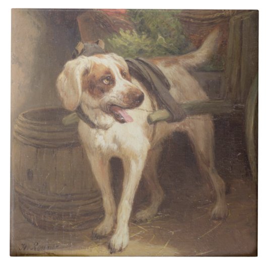 Carreau Le chien de l'épicier (huile sur le panneau) (Devant)