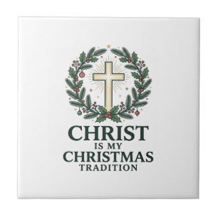 Carreau Le Christ est ma tradition de Noël Croix vintage D