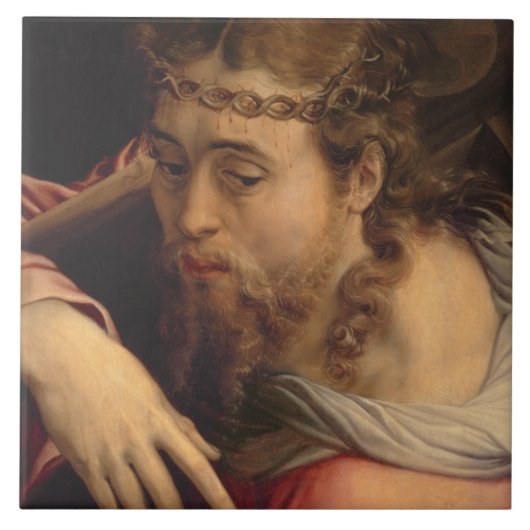 Carreau Le Christ portant la croix, 1540-45 (huile sur le (Devant)