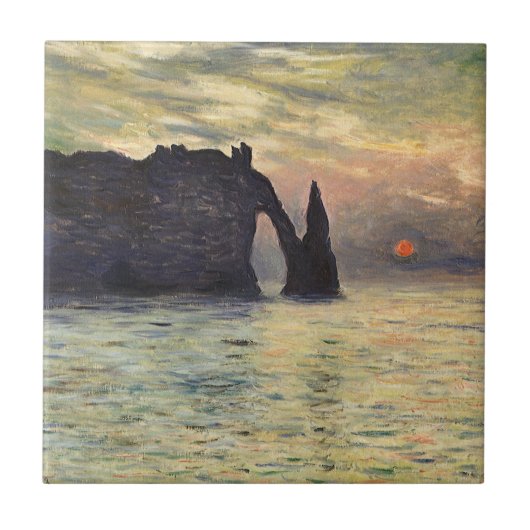 Carreau Le Cliff Etretat, coucher de soleil de Claude Mone (Devant)