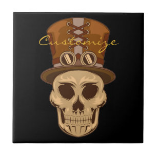 Carreau Le crâne de Steampunk en haut du chapeau Thunder_