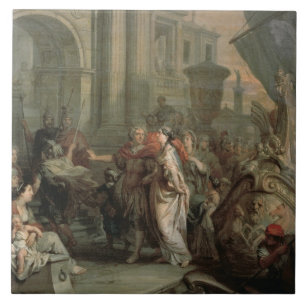 Carreau Le débarquement de Cléopâtre au tarse (huile