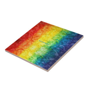 Carreau Le drapeau tie-dyé de SlipperyJoe arc-en-ciel pres