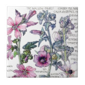 Carreau Le fleur sauvage botanique vintage de mauve (Devant)