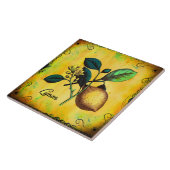 Carreau Le fruit de citron fleurit le cru de feuille (Côté)