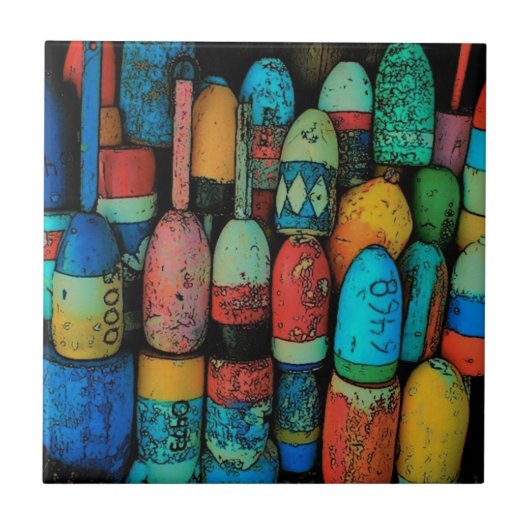 Carreau Le homard maintient à flot la tuile (Devant)