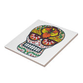 Carreau Le jaune orange fleurit le crâne mexicain de sucre (Côté)