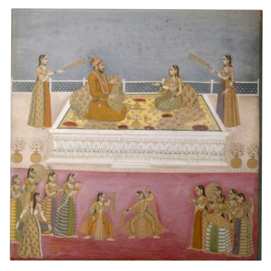 Carreau Le jeune empereur de Mughal Muhammad Shah à un (Devant)