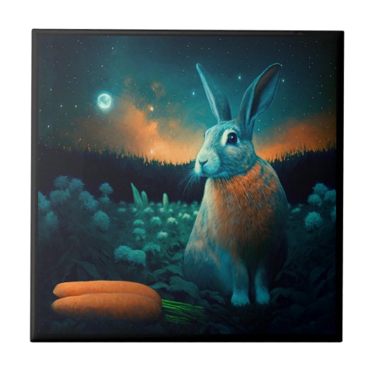 Carreau Le lapin de la prospérité au clair de lune (Devant)