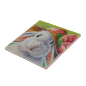 Carreau Le lapin de lapin blanc à l'aquarelle Bonnet de pr (Côté)