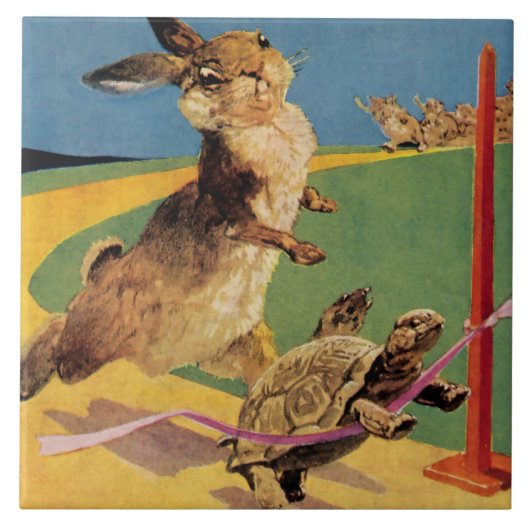 Carreau "Le lapin et le lièvre" de Harry Rountree (Devant)