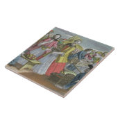 Carreau Le marché de fruit (gravure colorée) (Côté)