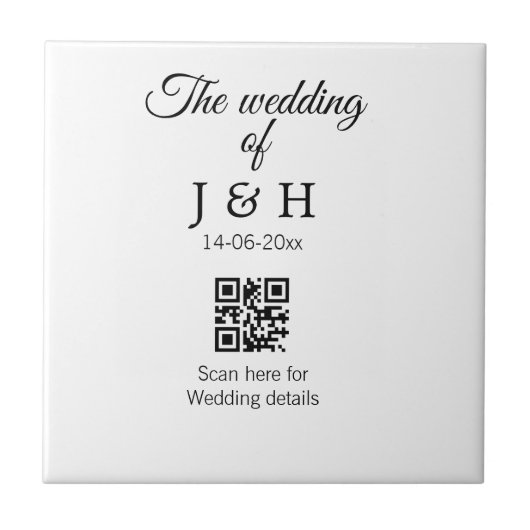 Carreau Le mariage d'ajouter le nom de couple QR code scan (Devant)