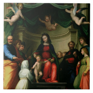 Carreau Le mariage mystique de St Catherine de Sienne avec