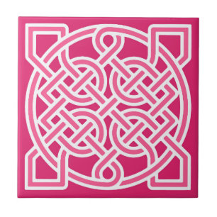 Carreau Le noeud de marin celtique, Fuchsia rose et blanc