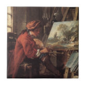 Carreau Le peintre dans son studio (par François Boucher) (Devant)