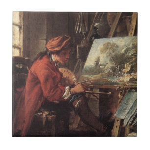 Carreau Le peintre dans son studio (par François Boucher)