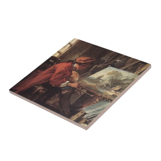 Carreau Le peintre dans son studio (par François Boucher) (Côté)