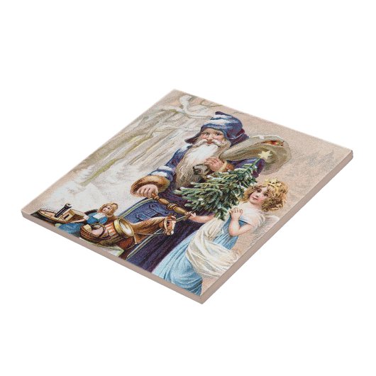 Carreau Le père noël avec l'ange (Côté)