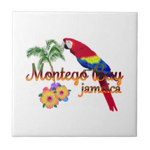 Carreau Le perroquet tropical jamaïcain de Montego Bay
