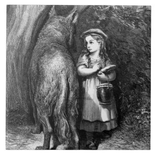 Carreau Le petit chaperon rouge rencontre le grand méchant