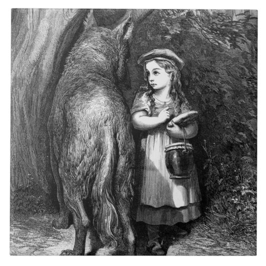 Carreau Le petit chaperon rouge rencontre le grand méchant (Devant)