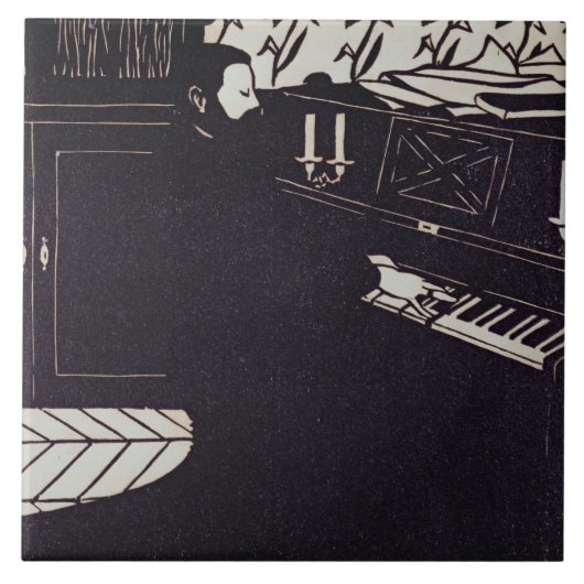 Carreau Le piano, 1914 (gravure sur bois) (Devant)