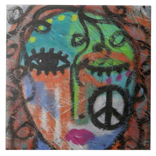 Carreau Le portrait Abstrait de la paix d'une femme