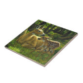 Carreau Le printemps blanc Fawn et la mère Deer (Côté)