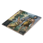 Carreau Le sacrifice de Caïn et d'Abel, d'une copie de (Côté)