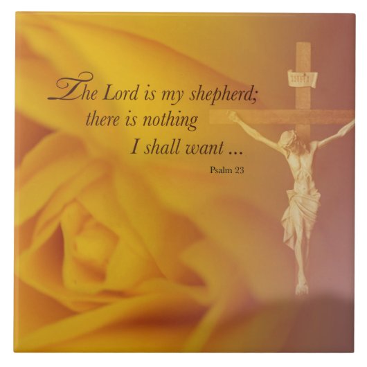 Carreau Le Seigneur est Berger, Croix & Rose Jaune (Devant)