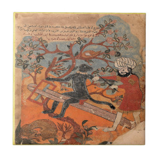 Carreau Le singe essaie la menuiserie Fable de la Renaissa