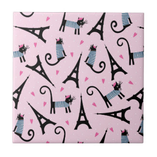 Carreau Le style français a habillé le chat avec le motif