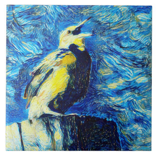 Carreau Le style VanGogh aux oiseaux solitaires