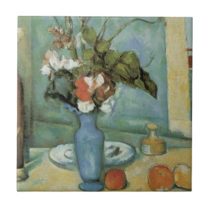 Carreau Le Vase Bleu (Fleurs et Fruits) par Paul Cezanne