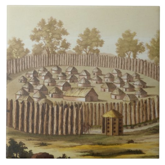 Carreau Le village d'une tribu indigène en Floride, (Devant)