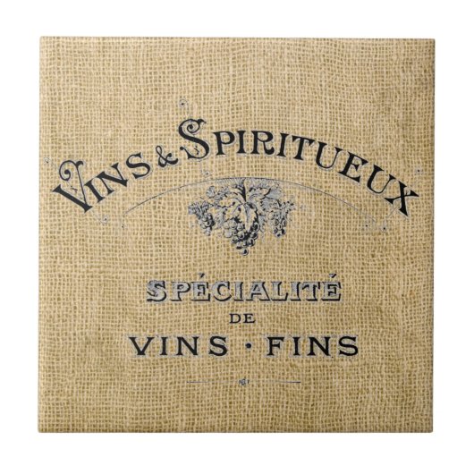 Carreau Le vin français sur Burlap (Devant)